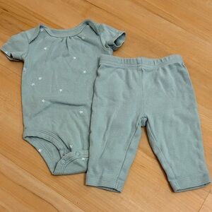 $1 Sage Green Baby Onesie and Pants Set